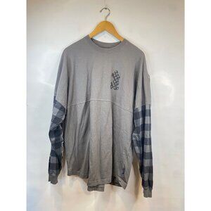 Disney Grey Buffalo Plaid Long Sleeve Spirit Jersey Adult XL Walt Disney World